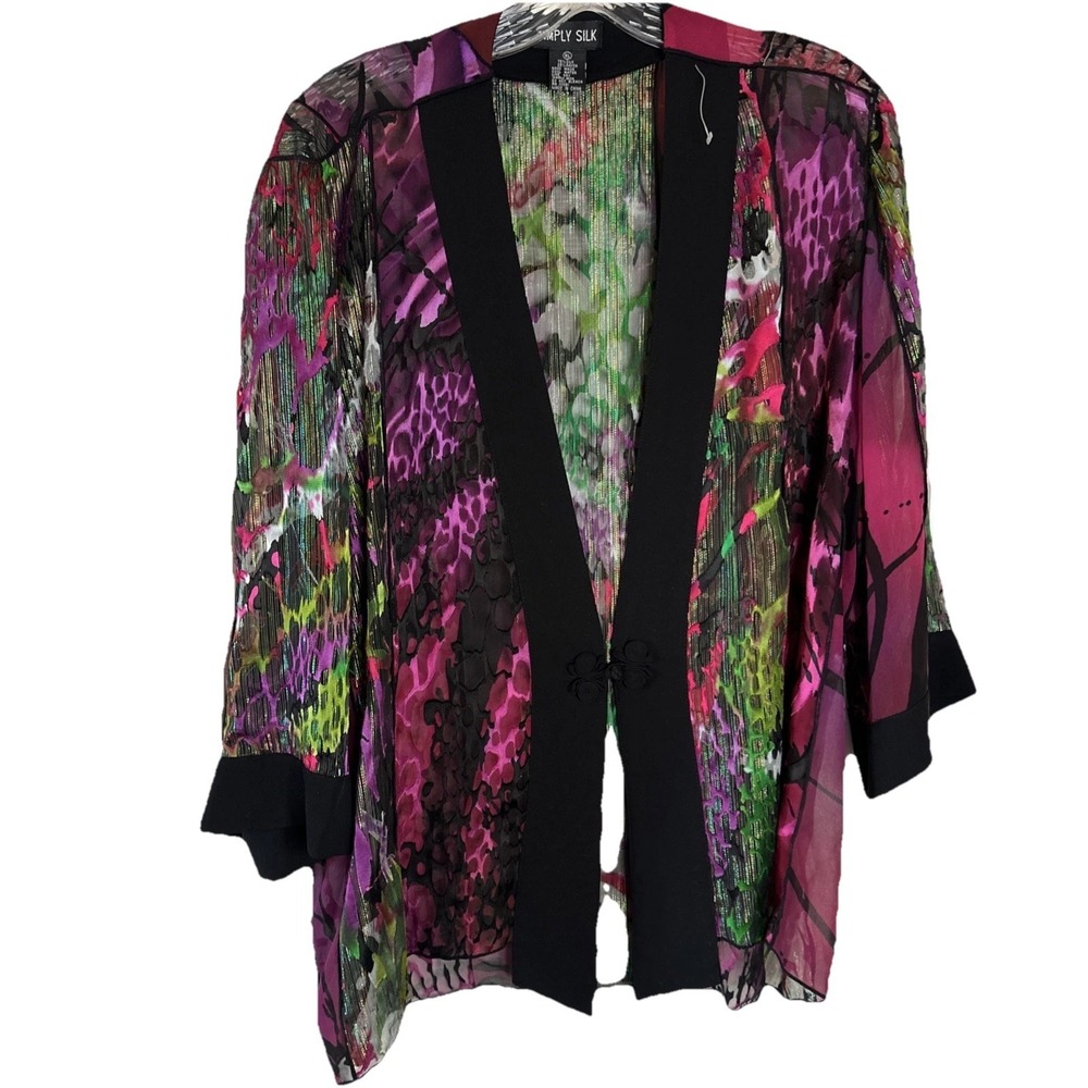 Simply Silk Womens Multicolor w/some animal prints, frog closure, silk XL